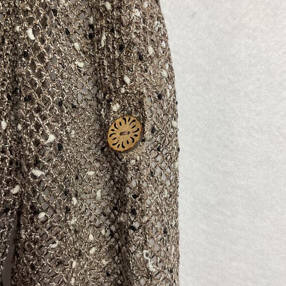 Lulu B Womens Cover Up Knit Fishnet Cardigan Brown Medium - Picture 8 of 12